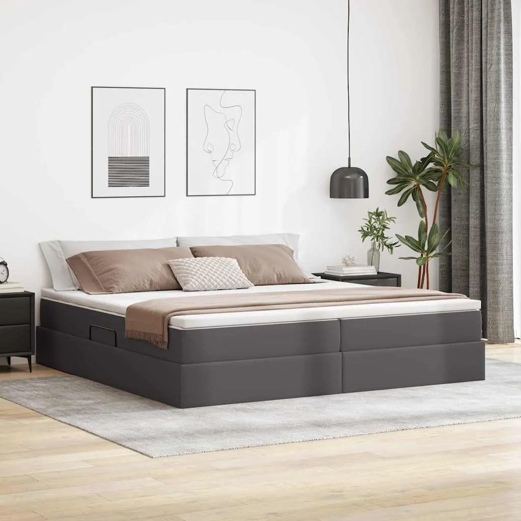 vidaXL Cama com arrumação e colchão com colchão Cinzeto 200 x 200 cm