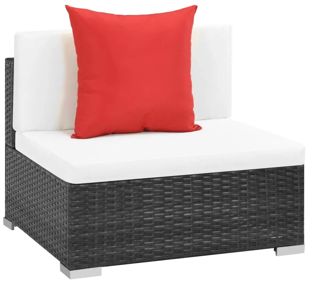 7 pcs conjunto lounge de jardim c/ almofadões vime PE preto