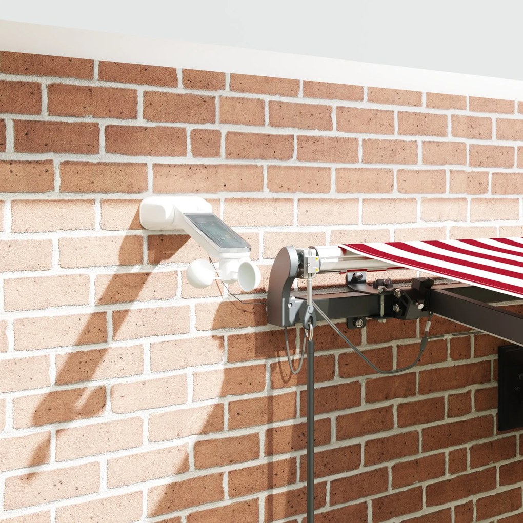 Toldo Retrátil Automático com Faixa LED Vermelho e Branco 450x350 cm