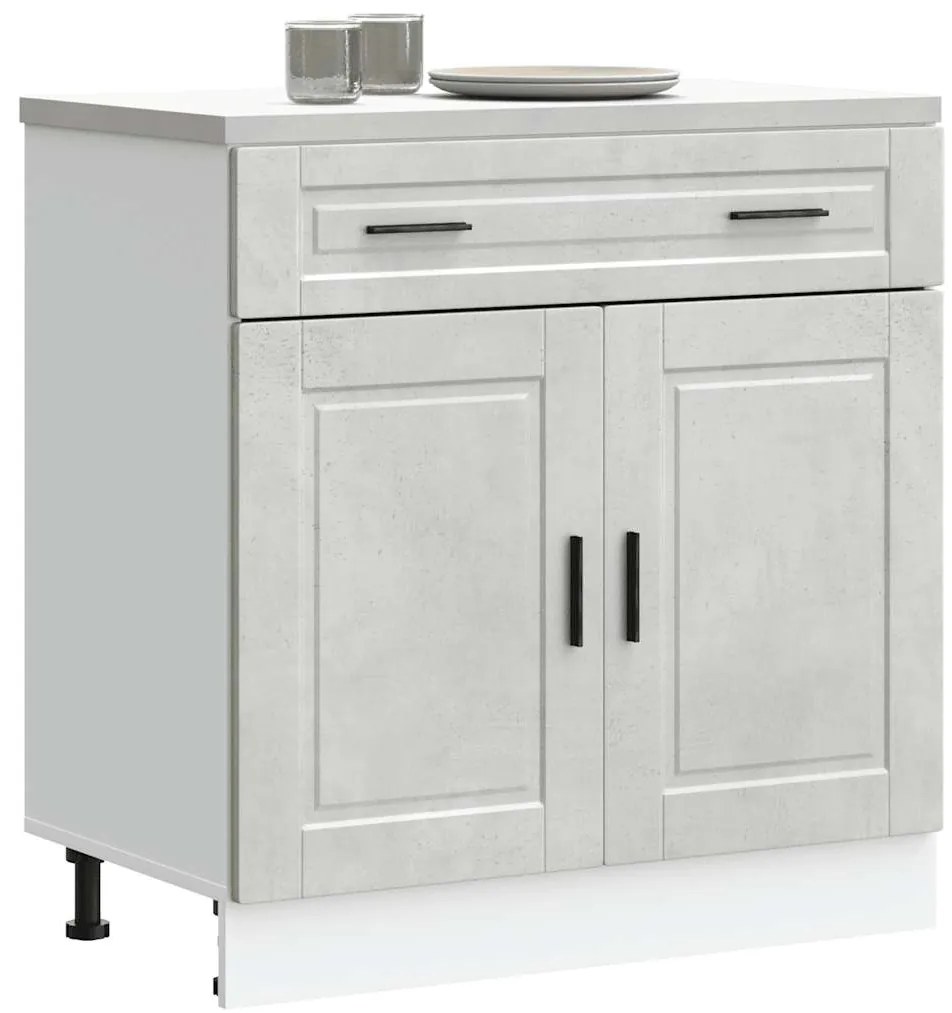 Armário base cozinha Porto derivados madeira cinzento cimento