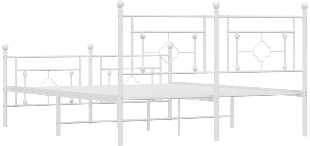 Estrutura de cama com cabeceira e pés 150x200 cm metal branco