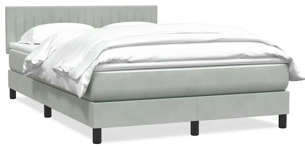 vidaXL Cama com molas/colchão 140x210 cm veludo cinzento-claro