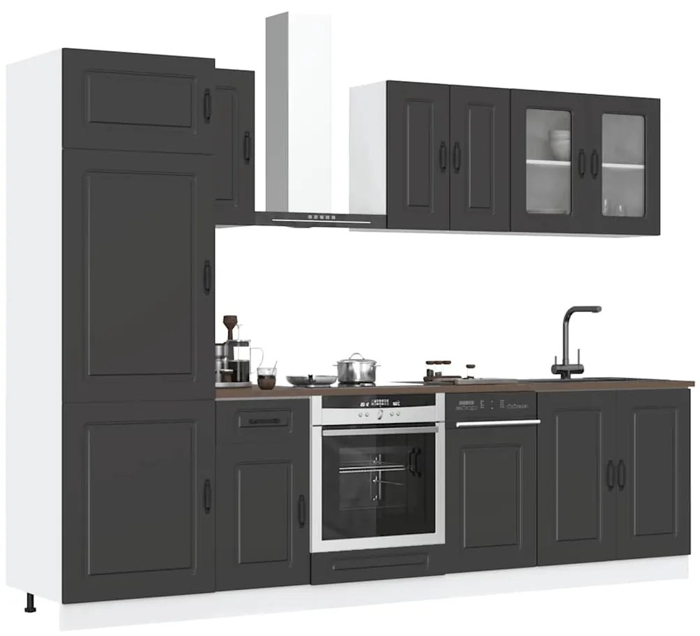 vidaXL 8 peças armário de cozinha conjunto Kalmar preto