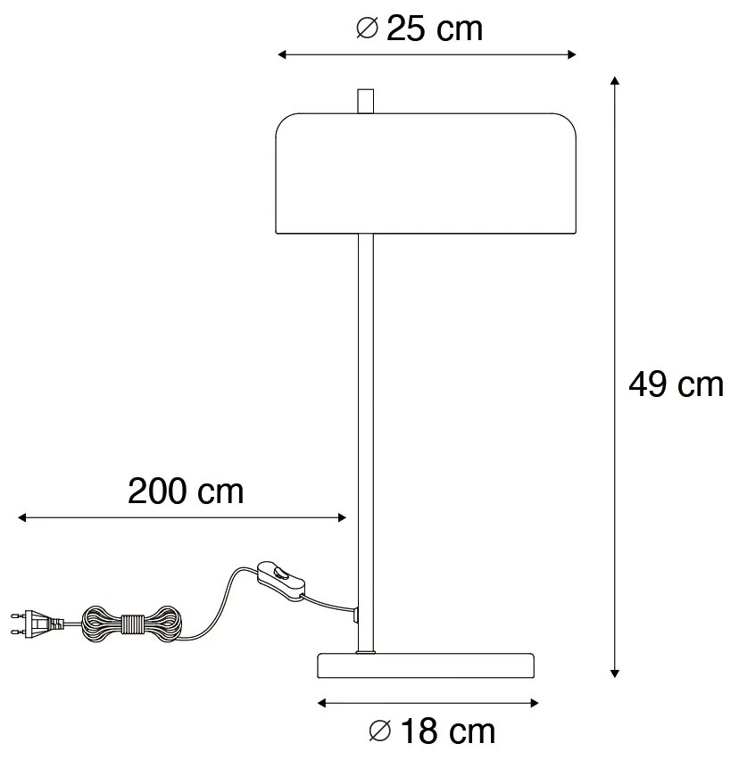 Candeeiro de mesa retro preto com interior dourado - Jinte