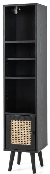 Armário de armazenamento de vime de 4 níveis com design fino - branco