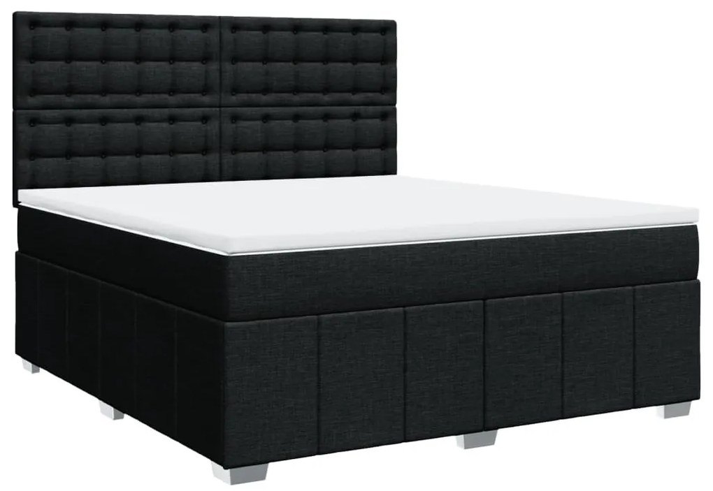 Cama com molas/colchão 180x200 cm tecido preto