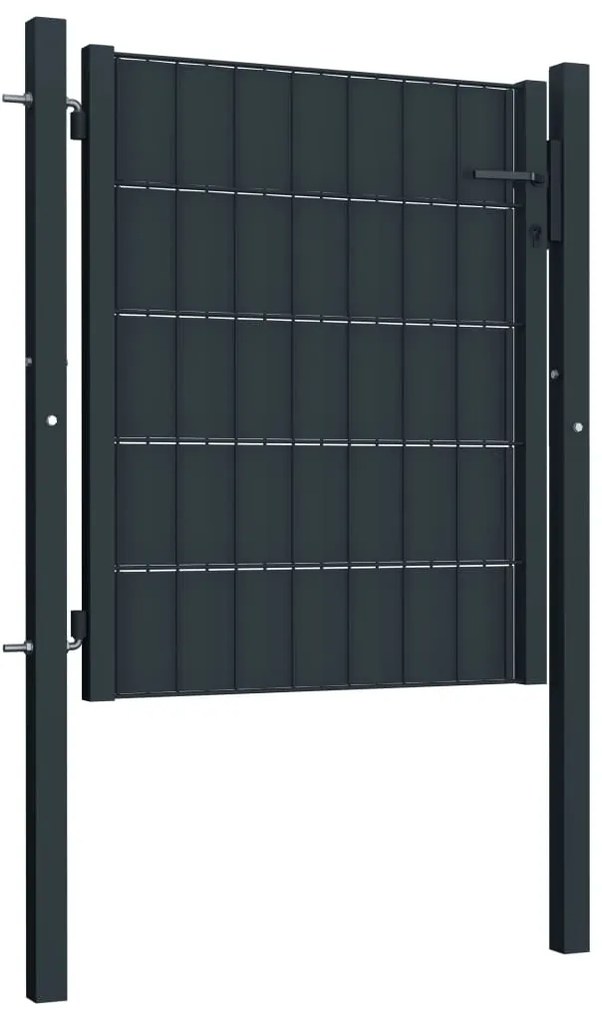 Portão de cerca 100x81 cm PVC e aço antracite