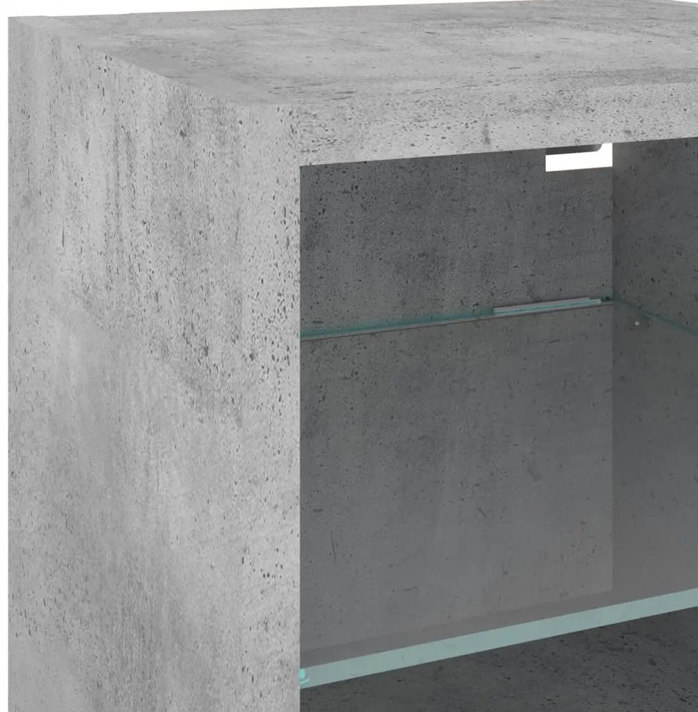 Móvel de parede p/ TV c/ luzes LED 30x28,5x30 cm cinza cimento