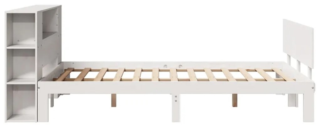 Cama com estante sem colchão 120x200 cm pinho maciço branco