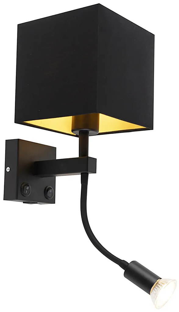 Candeeiro de Parede Inteligente Preto com USB incl. Wifi A60 e GU10 - Zeno