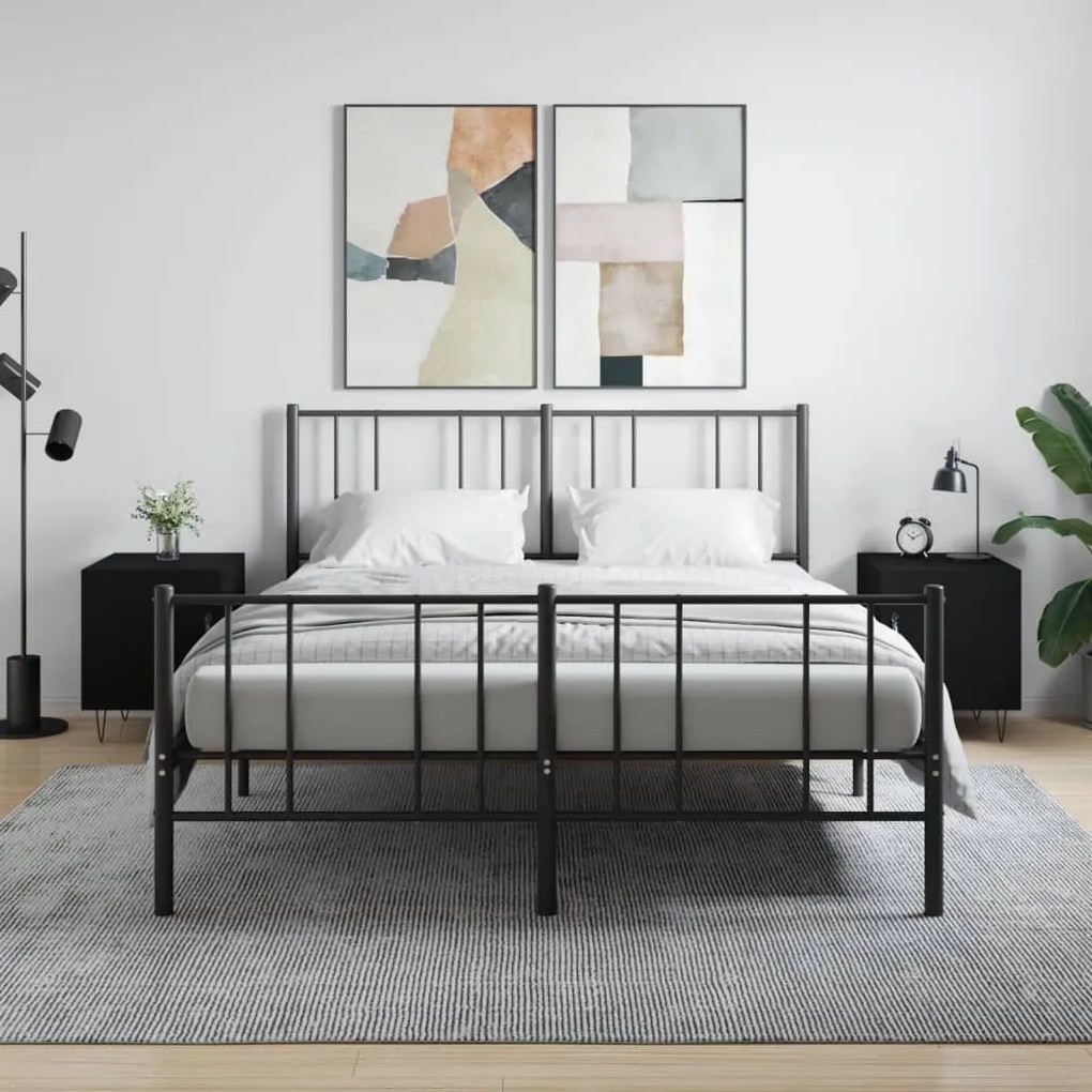 827551 vidaXL Mesa de cabeceira 2 pcs 40x40x50 cm derivados de madeira preto