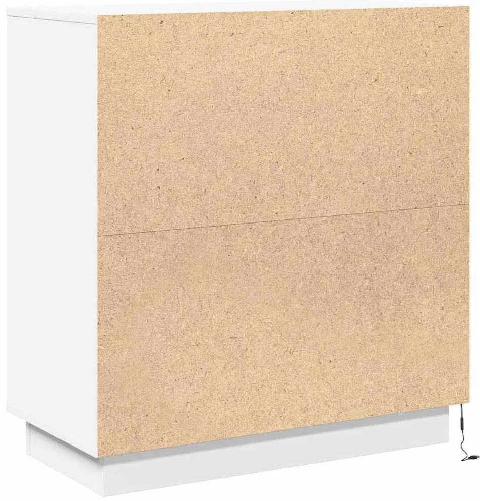 Aparador LED em Branco - 71x34,5x75 cm, Feito de Madeira Engenheirada
