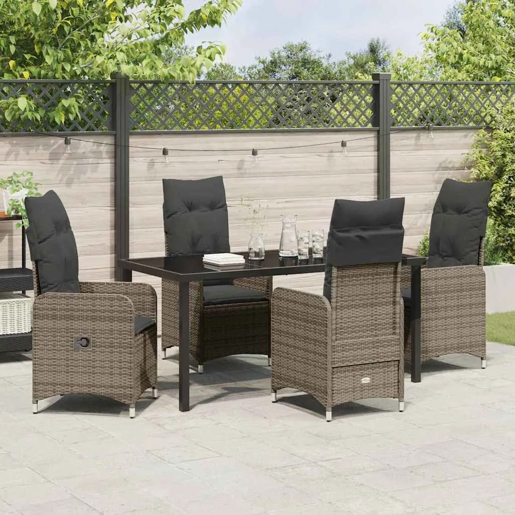 Conjunto de Jantar para Jardim 5 Peças com Almofadas em Rattan Sintéti