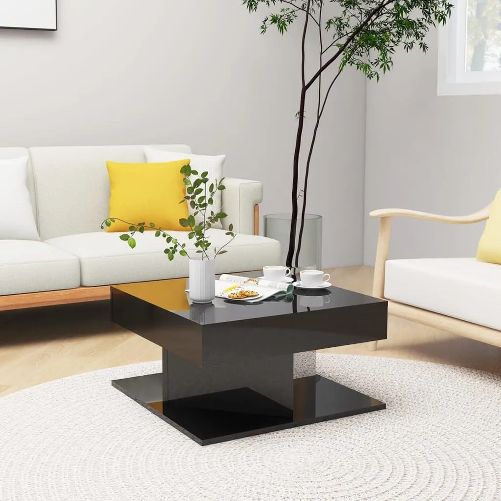 vidaXL Mesa de centro 57x57x30 cm contraplacado preto brilhante