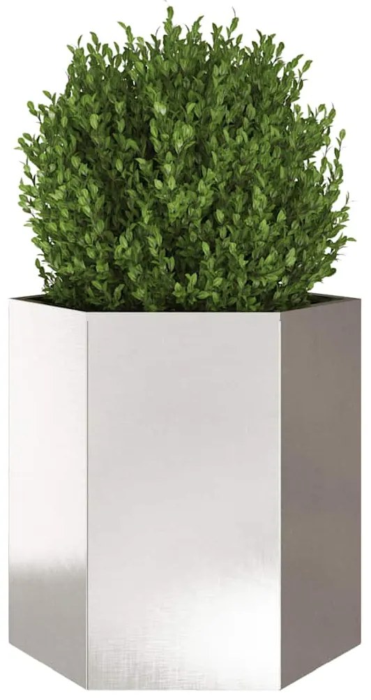 Vasos floreiras de jardim 2 pcs hexagonal 46x40x45 cm aço inox.