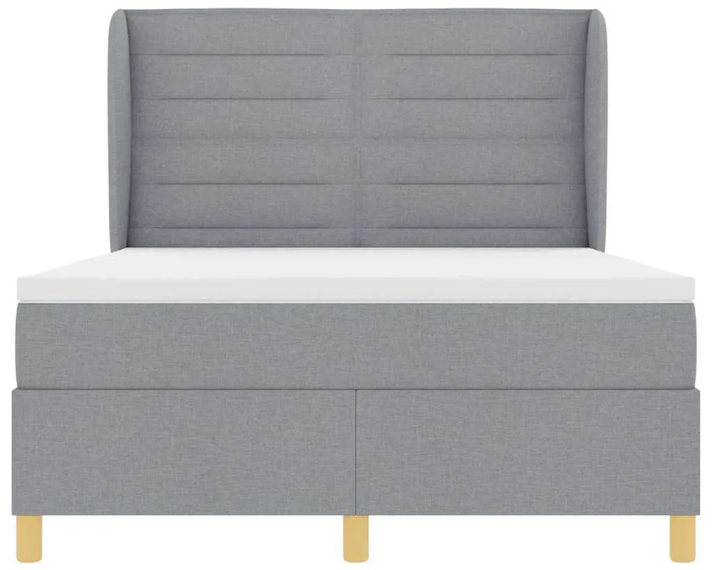 Cama Box Spring com Colchão vidaXL Cinza Claro 140x200 cm Tecido
