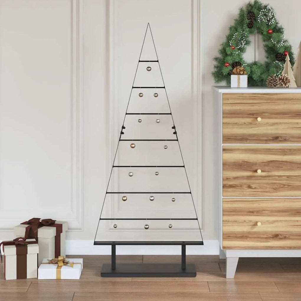 vidaXL Árvore de Natal de metal com suporte Preto 125 cm Aço