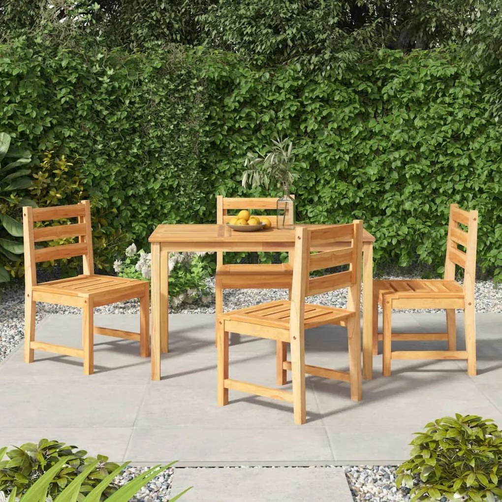vidaXL 5 pcs conjunto de jantar p/ jardim madeira de teca maciça