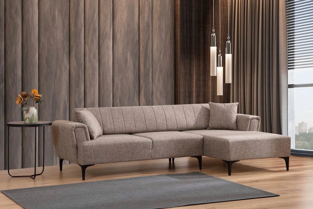 Sofá-Cama de Canto Hamlet – Castanho Claro – 270x140 cm