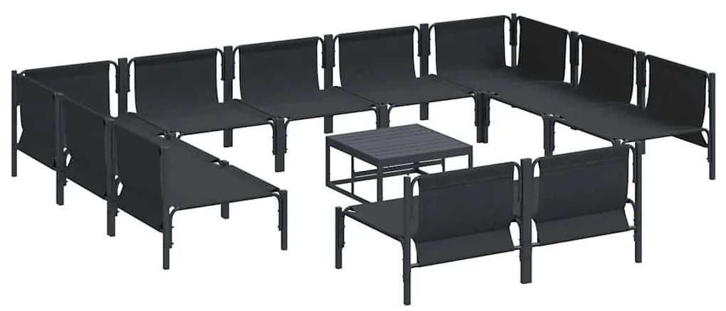Conjunto de Sofá de Jardim 12 pcs Cinzento-escuro Aço