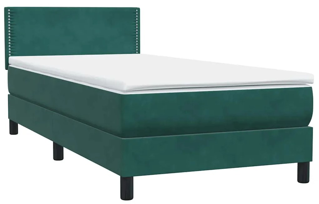 Cama com molas/colchão verde-escuro 80x210 cm veludo