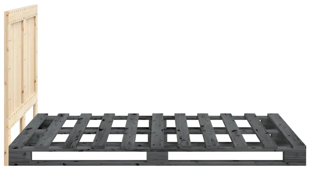 Estrutura de cama com cabeceira 140x200 cm pinho maciço cinza