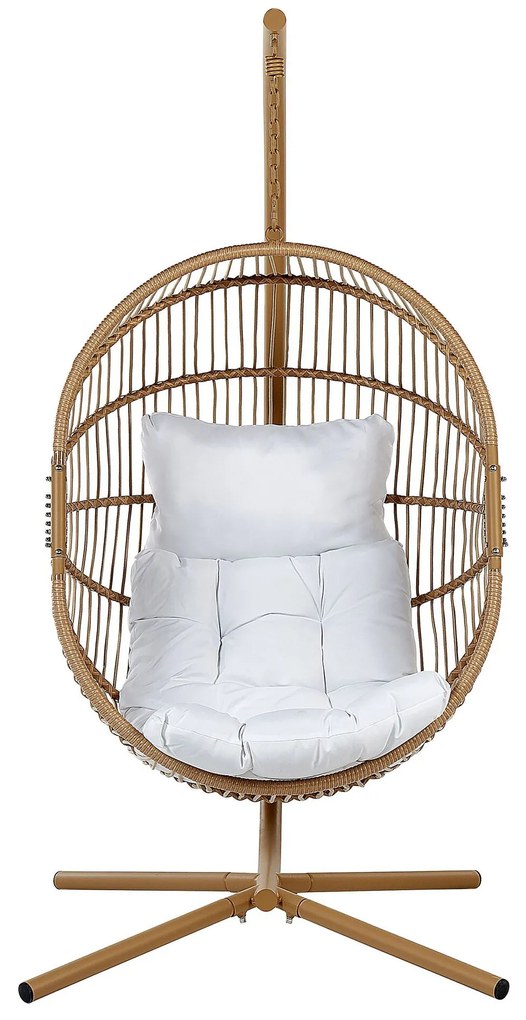 Cadeira suspensa em rattan creme com suporte ACRI Beliani