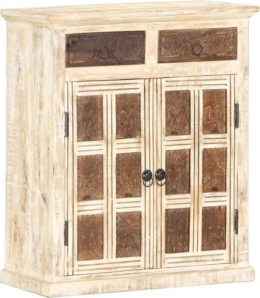 vidaXL Aparador 65x30x75 cm madeira de mangueira maciça branco