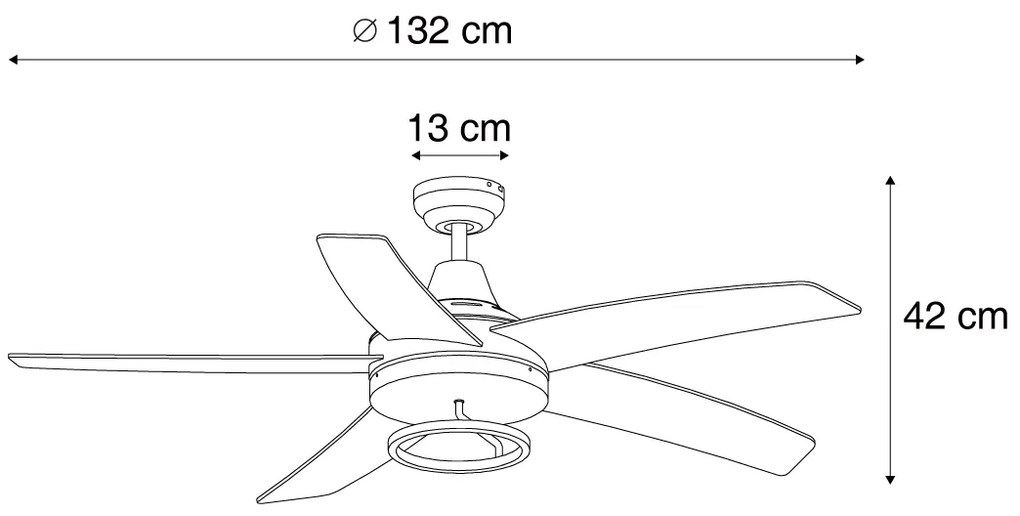 Ventilador de teto preto 132cm incl. LED com controle remoto - Cool Anello Moderno