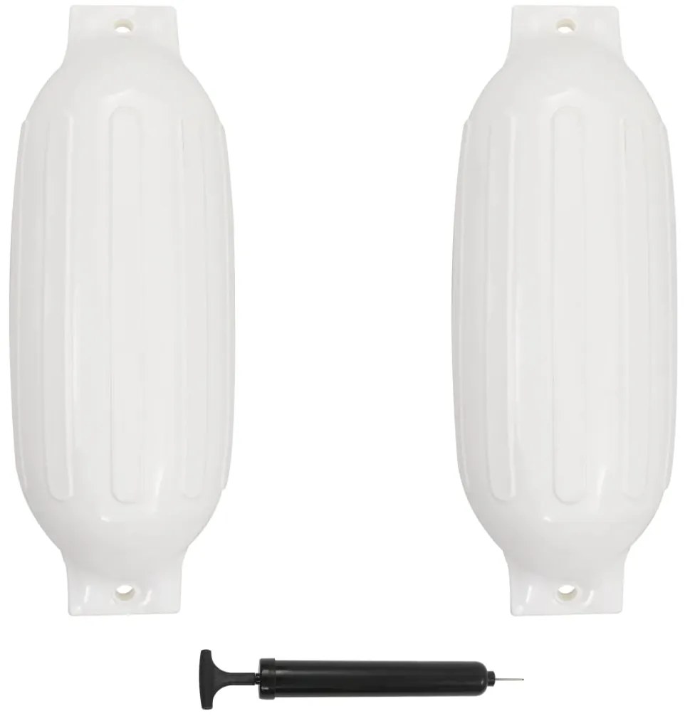 vidaXL Para-choques para barco 2 pcs 69x21,5 cm PVC branco