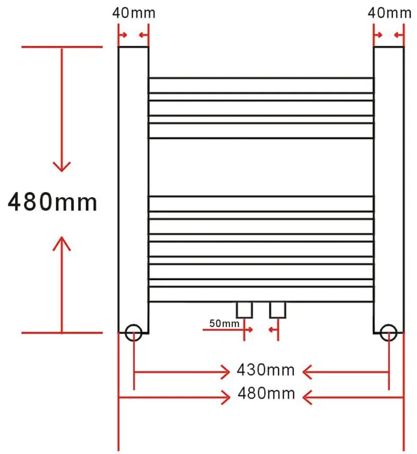 Aquecedor toalhas banheiro curvo 480 x 480 mm conector lateral e centr