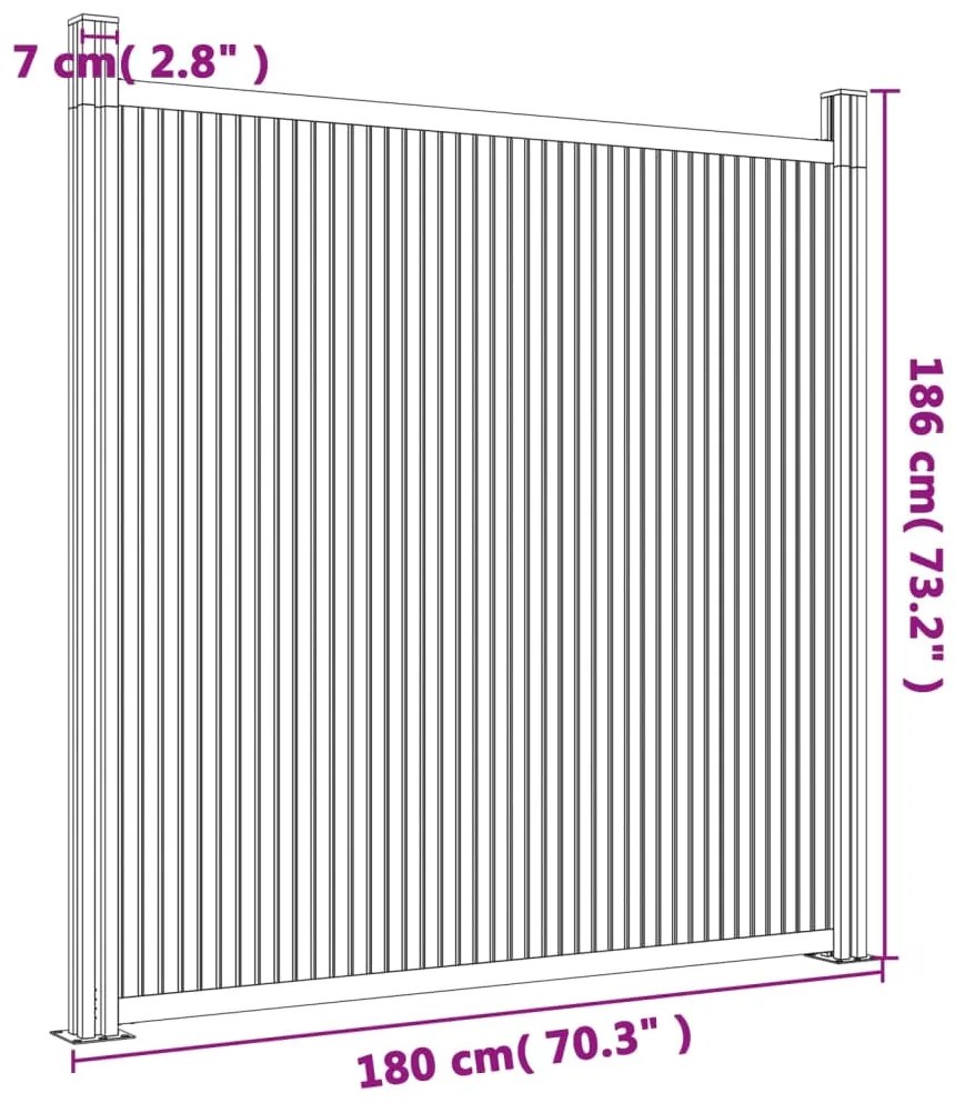 Painel de vedação WPC 180x186 cm cinza