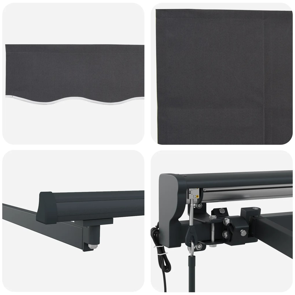 Toldo Retrátil Automático vidaXL Antracite 300x250 cm