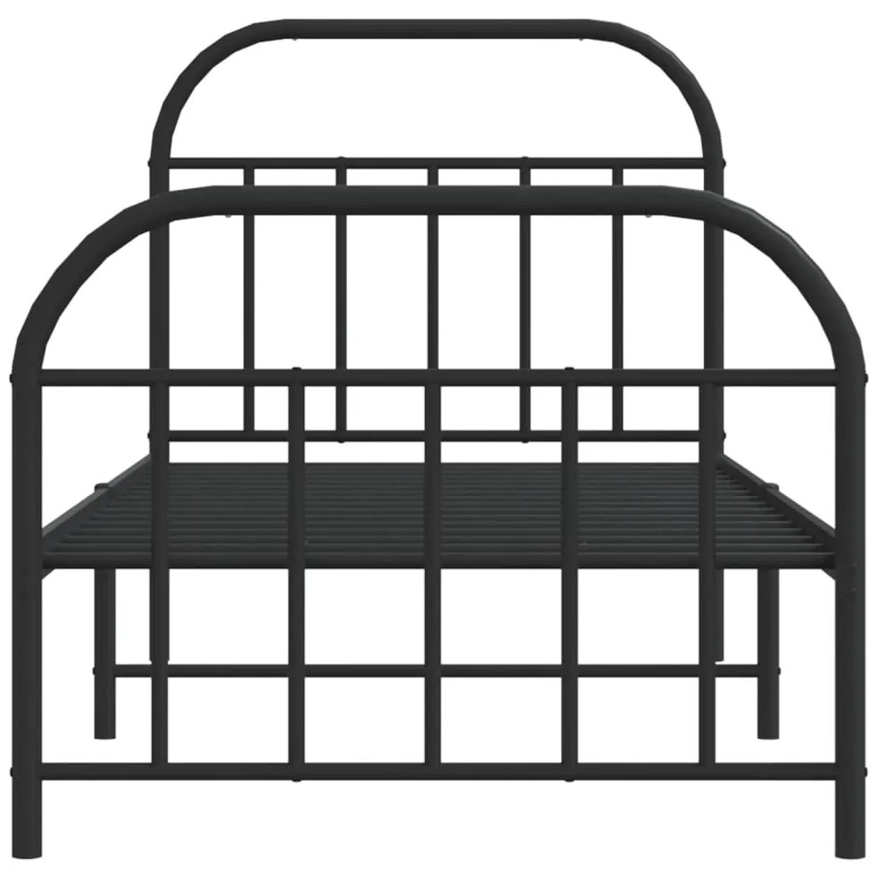 Estrutura de cama com cabeceira e pés 90x190 cm metal preto