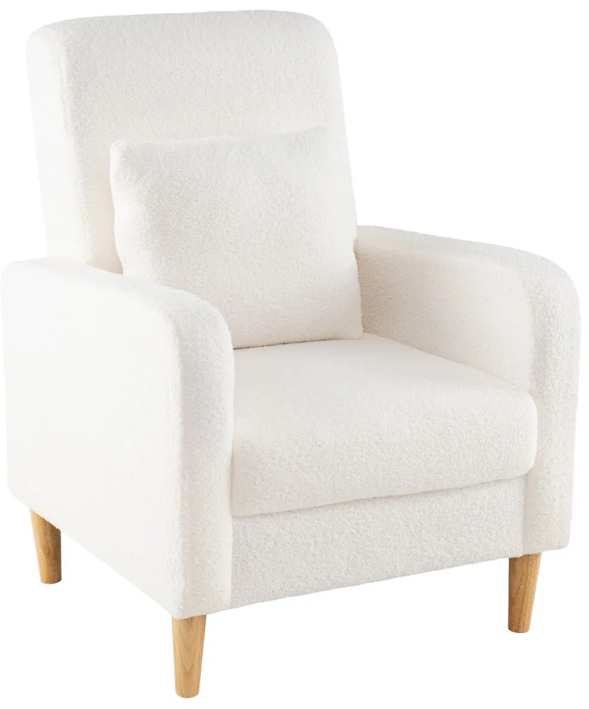 Poltrona de relaxamento simples com forro polar Sherpa e enchimento espesso de esponja 68 x 76 x 92 cm com apoios para os braços e pés Branca