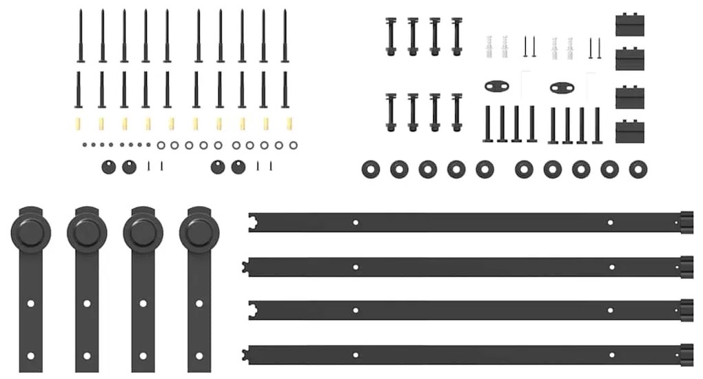 Kit de ferragens para porta deslizante 183 cm aço preto