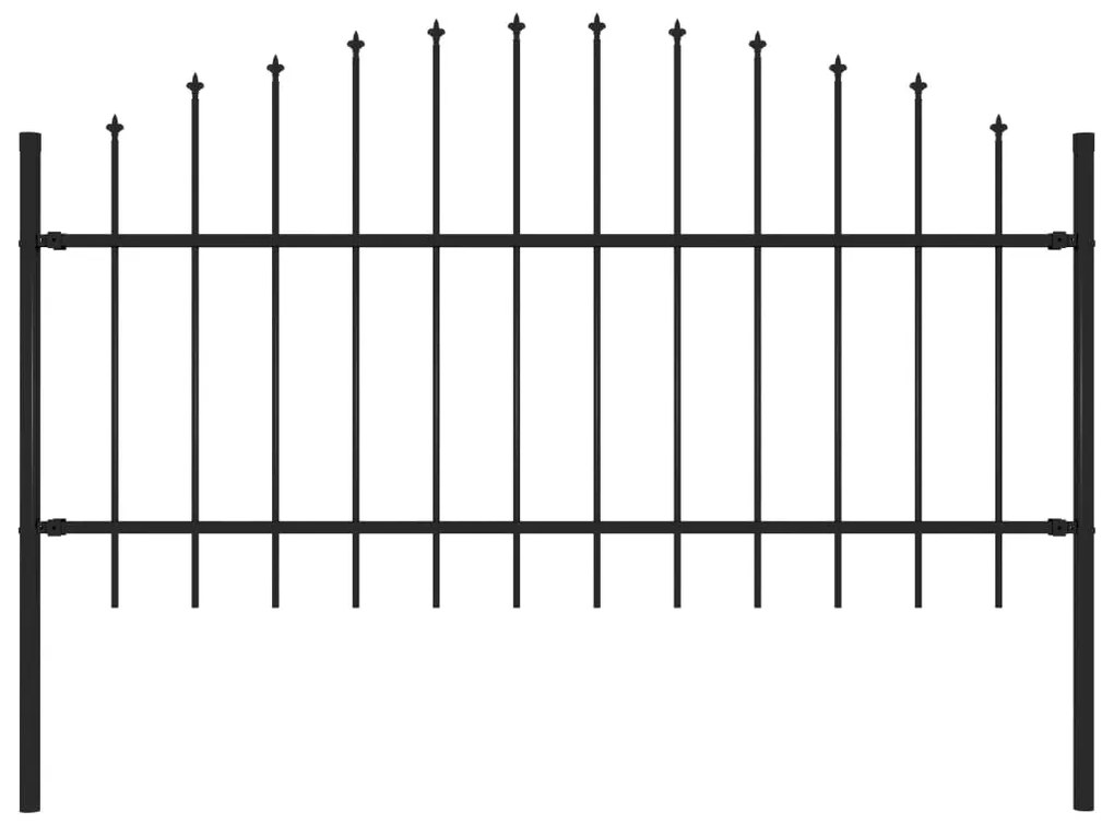 Cerca de jardim com topo em lanças (1-1,25)x1,7 m aço preto