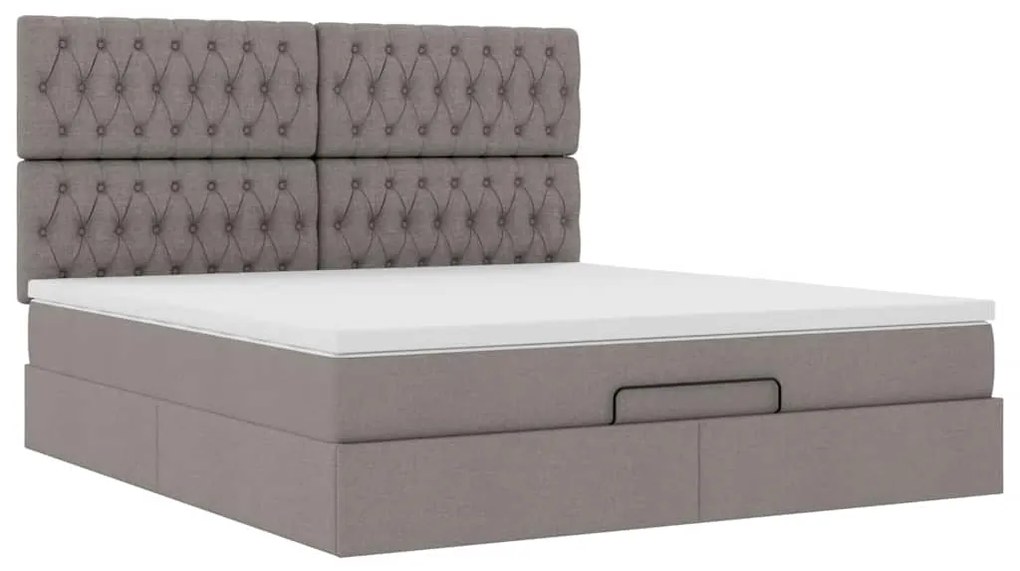 moldura de cama otomana vidaXL com tecido Taupe 180x200cm