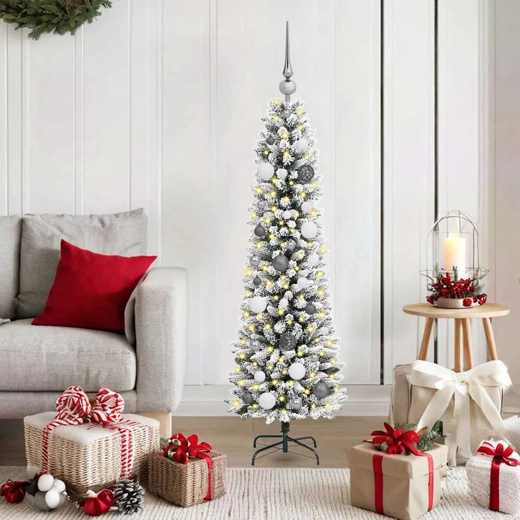 vidaXL Árvore de Natal Slim Branco 150 cm PVC