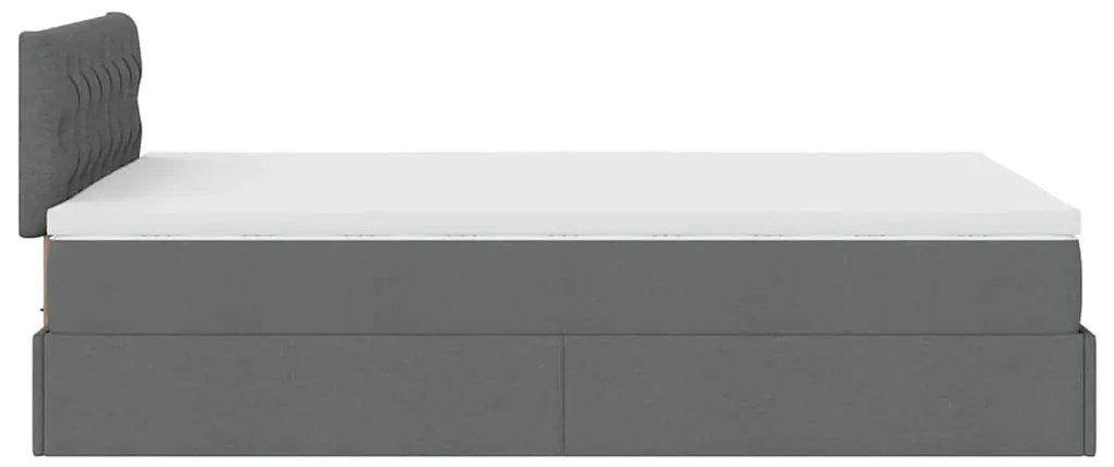 Cama otomana com colchão 120x190 cm tecido cinzento escuro