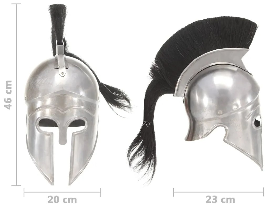Capacete de soldado grego réplica LARP aço prateado