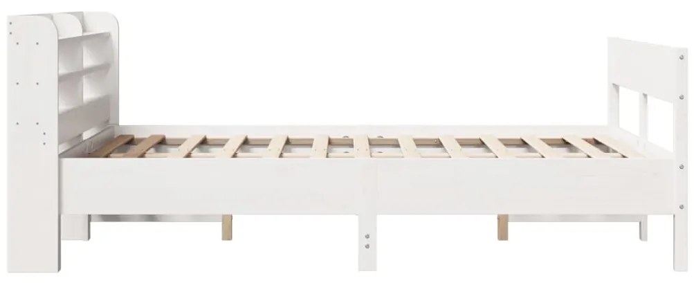 Cama sem colchão 140x190 cm madeira de pinho maciça branco