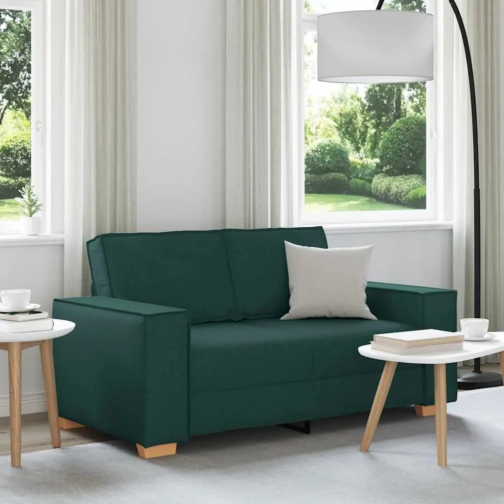vidaXL Sofá de 2 lugares verde escuro 120 cm tecido