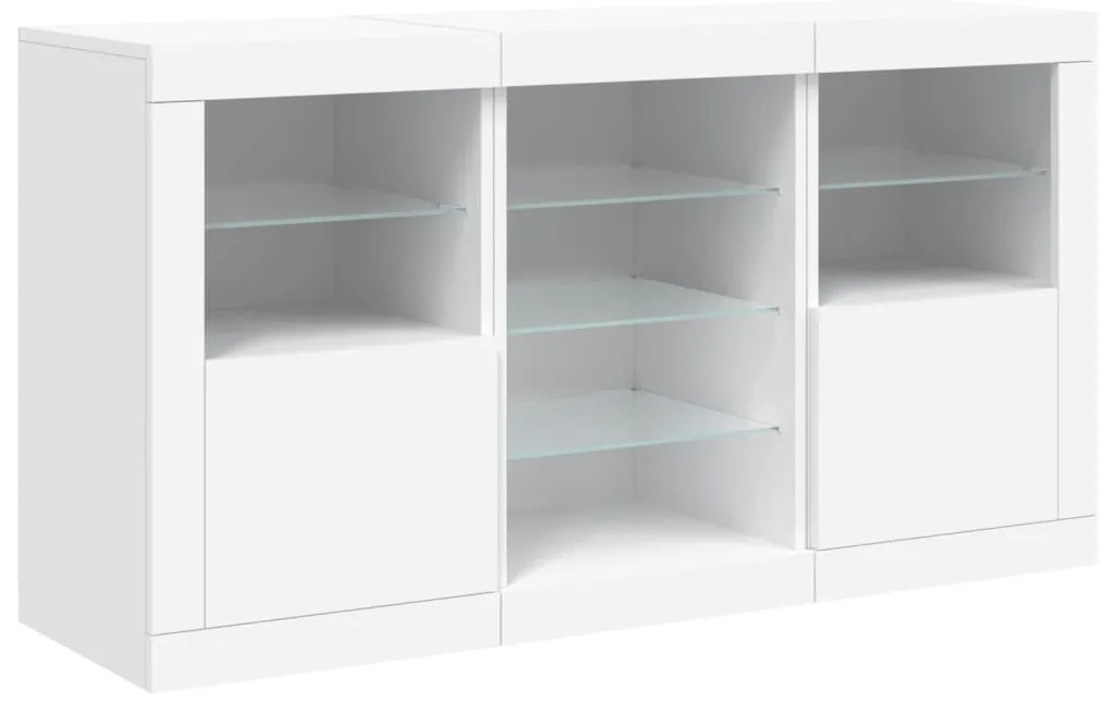 Aparador com luzes LED 123x37x67 cm branco