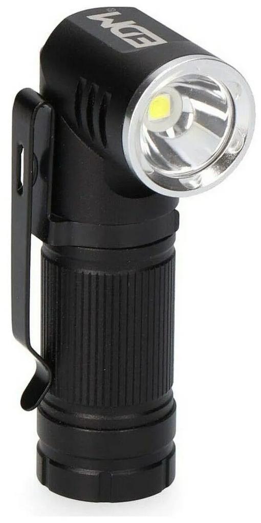 Lanterna LED Edm Recarregável Mini Cabeçote Giratório 8 W Preto Alumínio 450 Lm