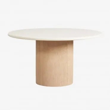 Mesa De Jardim Redonda Em Cimento E Madeira De Acácia Sharpay Ø160 Cm - Sklum