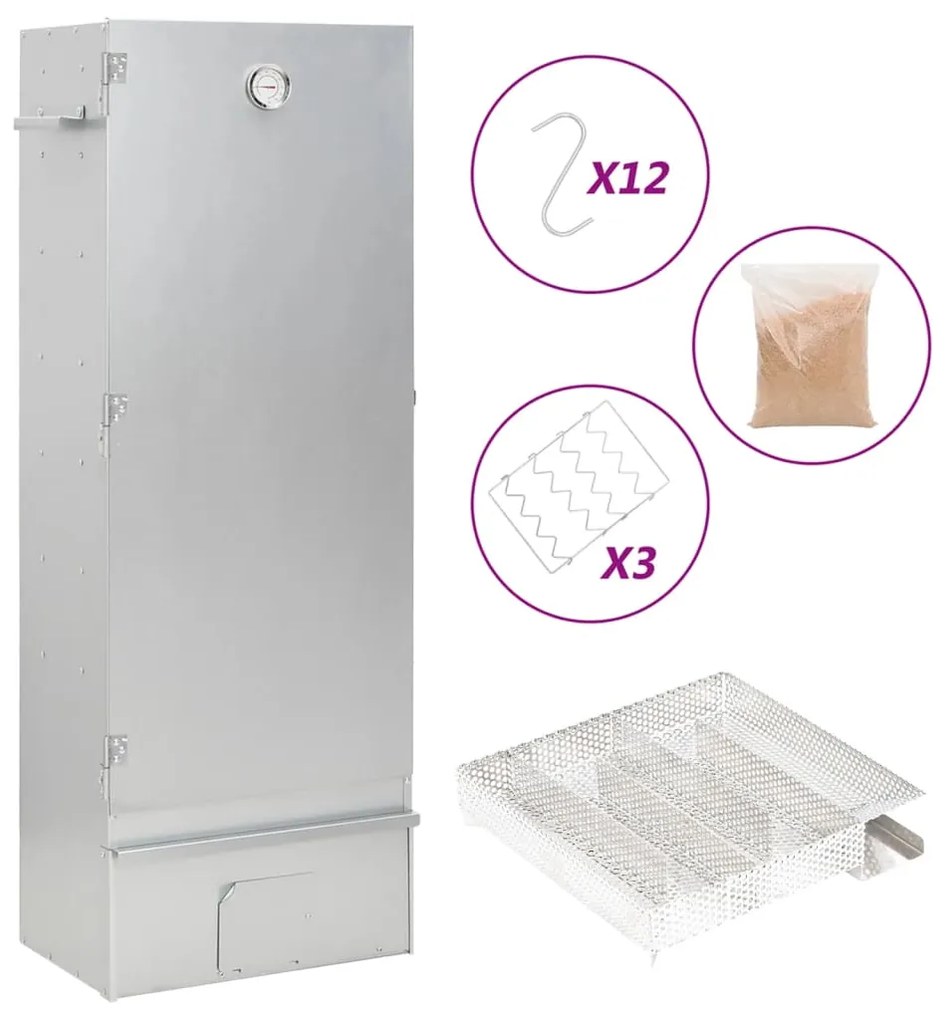 vidaXL Defumador p/ churrasqueira c/ gerador fumo frio aço galvanizado