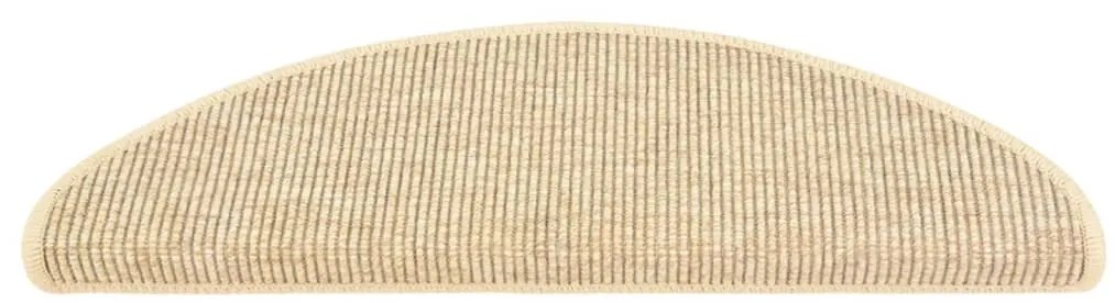 Tapetes escada adesivos aspeto sisal 15pcs 65x21x4 cm bege