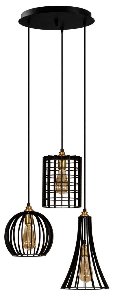 Chandelier Fellini – Preto – 49 x 49 cm