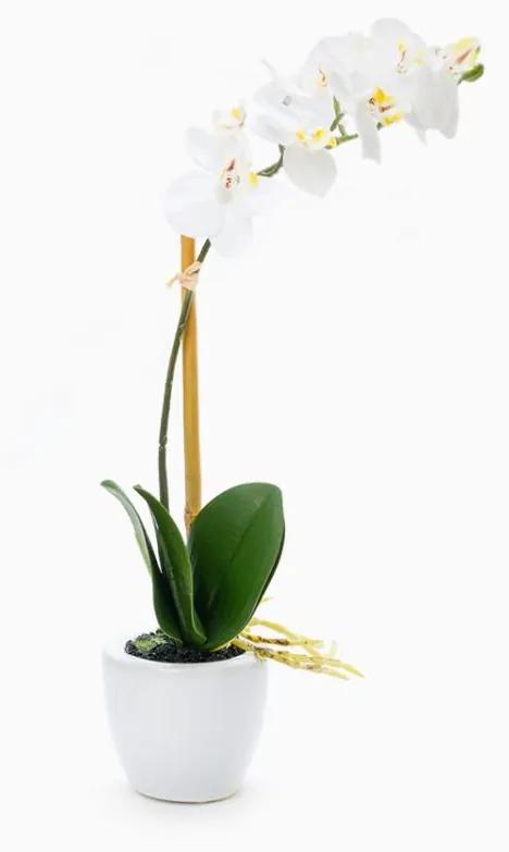 Orquídea Artificial em Vaso 35cm Branco